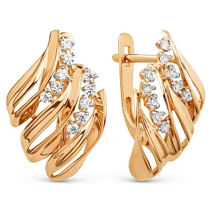 Серьги из красного золота с фианитами