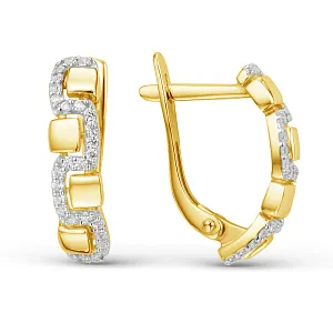 Серьги из желтого золота с фианитами