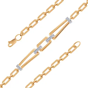 Браслет из красного золота с фианитами