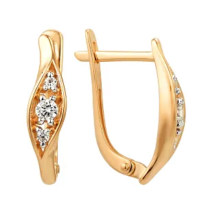 Серьги из красного золота с фианитами