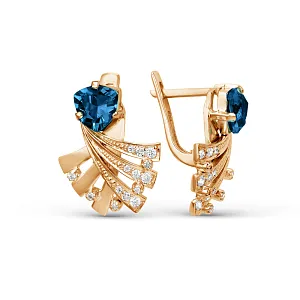 Серьги из красного золота с лондон топазами