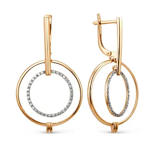 Серьги из красного золота с фианитами