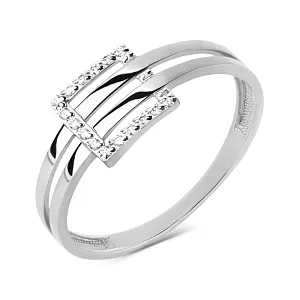 Кольцо из белого золота с фианитами