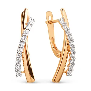 Серьги из красного золота с фианитами