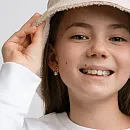 Серьги детские из красного золота с фианитами