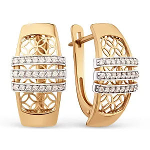 Серьги из красного золота с фианитами