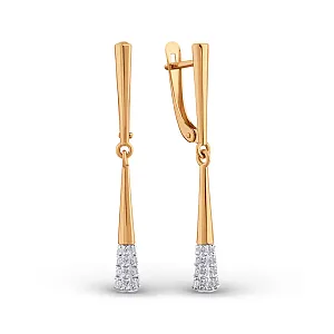 Серьги из красного золота с фианитами