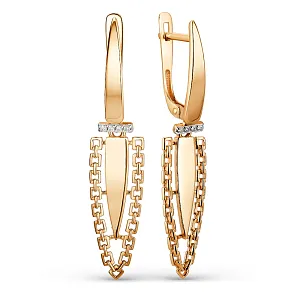 Серьги из красного золота с фианитами