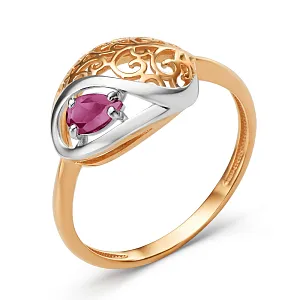 Кольцо из красного золота с корундом