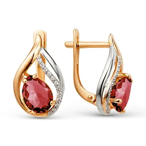 Серьги из красного золота с бриллиантами и рубинами