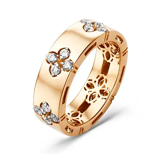 Кольцо из красного золота с фианитами