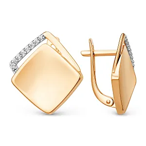 Серьги из красного золота с фианитами