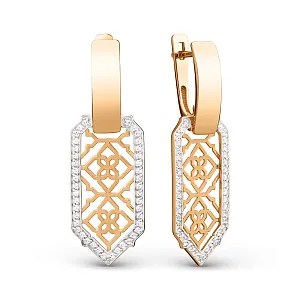 Серьги из красного золота с фианитами