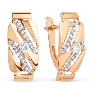 Серьги из красного золота с фианитами