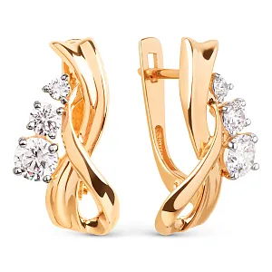 Серьги из красного золота с фианитами