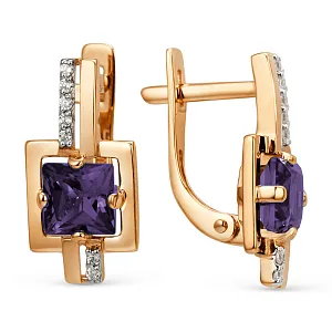 Серьги из красного золота с аметистами