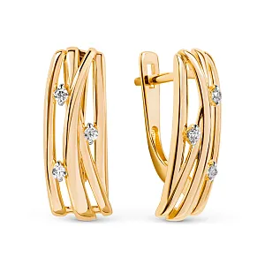 Серьги из красного золота с фианитами