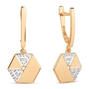 Серьги из красного золота с фианитами