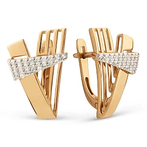 Серьги из красного золота с фианитами