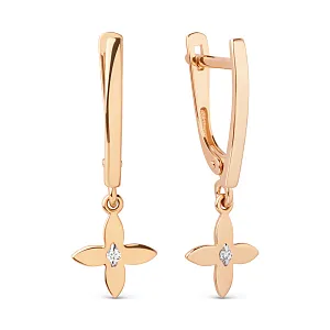 Серьги из красного золота с фианитами