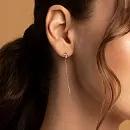 Серьги продевки из красного золота с фианитами