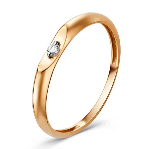 Кольцо из красного золота с фианитом