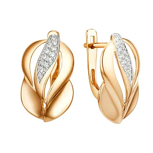 Серьги из красного золота с фианитами