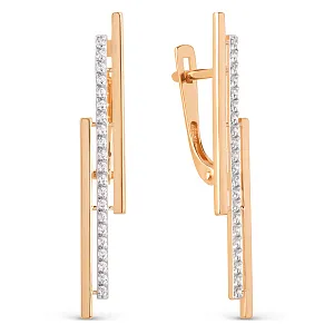 Серьги из красного золота с фианитами