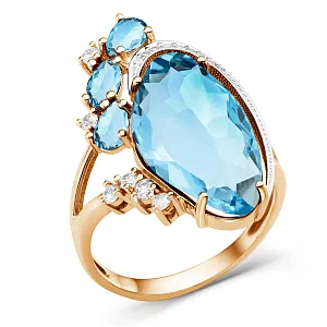 Кольцо из красного золота с swiss топазами