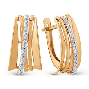 Серьги из красного золота с фианитами