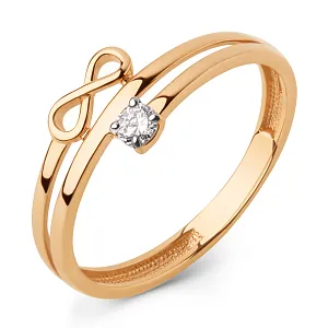 Кольцо из красного золота с фианитом