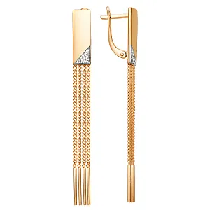 Серьги из красного золота с фианитами