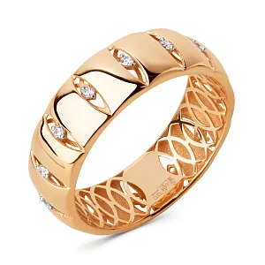 Кольцо из красного золота с фианитами