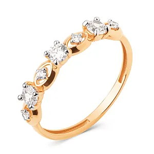 Кольцо из красного золота с фианитами