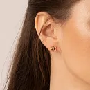 Серьги пусеты из красного золота с фианитами