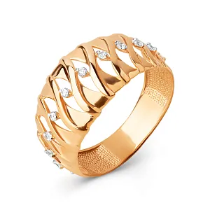 Кольцо из красного золота с фианитами