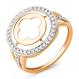 Кольцо из красного золота с фианитами