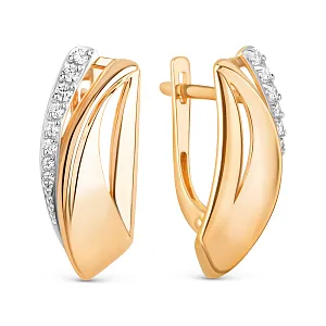 Серьги из красного золота с фианитами