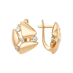 Серьги из красного золота с фианитами