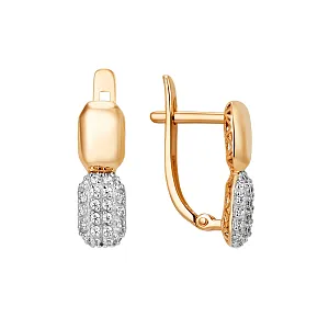 Серьги из красного золота с фианитами