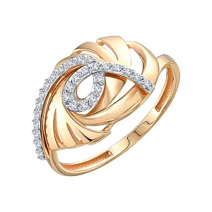 Кольцо из красного золота с фианитами