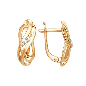 Серьги из красного золота с фианитами