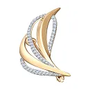 Брошь из красного золота с фианитами