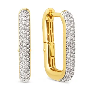 Серьги из желтого золота с фианитами