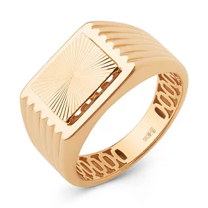 Кольцо печатка из красного золота