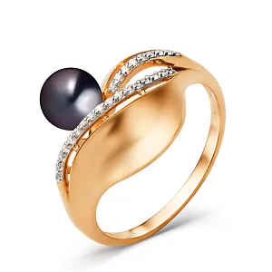 Кольцо из красного золота с фианитами