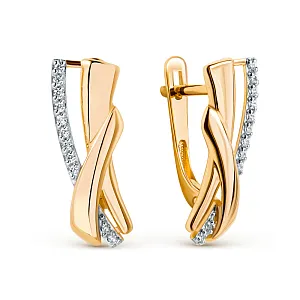 Серьги из красного золота с фианитами