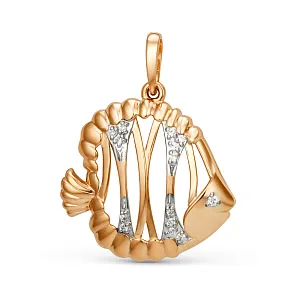 Подвеска из красного золота с фианитами