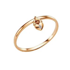 Кольцо из красного золота с фианитом