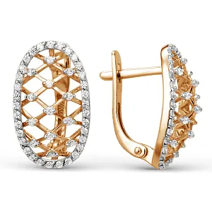 Серьги из красного золота с фианитами